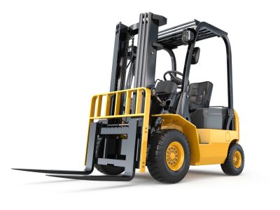 Forklift truck on white isolated background. 3d