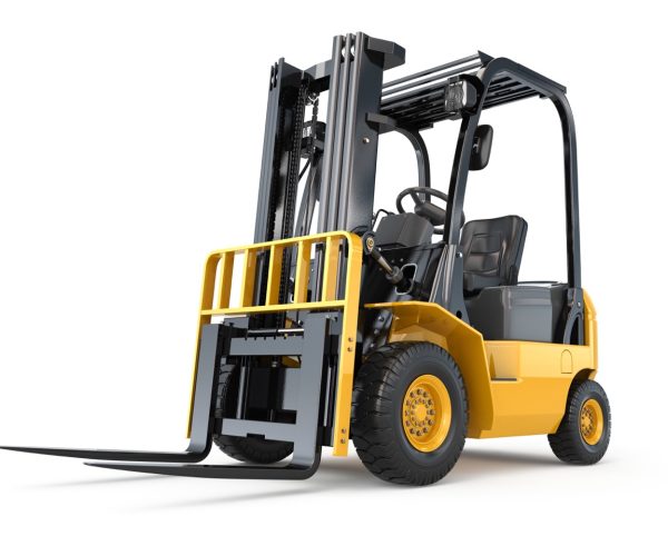 Forklift truck on white isolated background. 3d